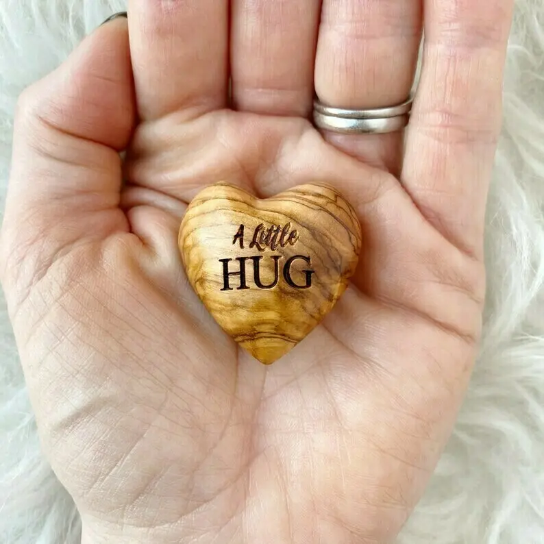 Pocket Hug Wooden Heart Token--Christmas gifts