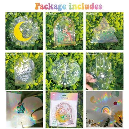 Adsorption rainbow glass window stickers🌈rainbow🌸flowers🐰cute animals🦋butterflies