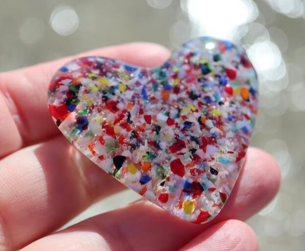 Glass Heart, Fused Glass Pocket Heart