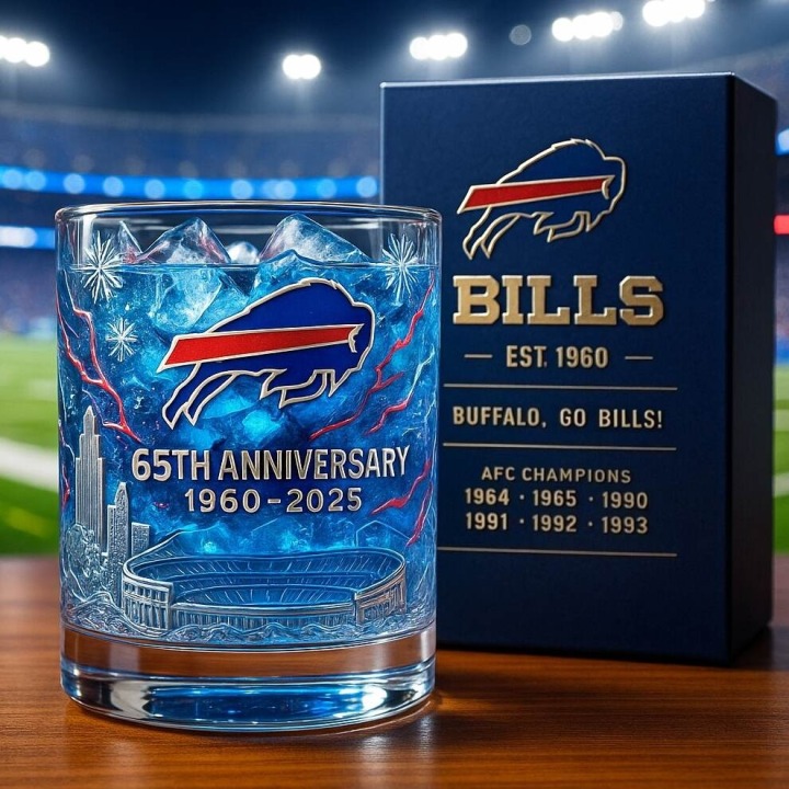 🏈 NFL Team🔥Buffalo Bills 65th Anniversary Whiskey Glass