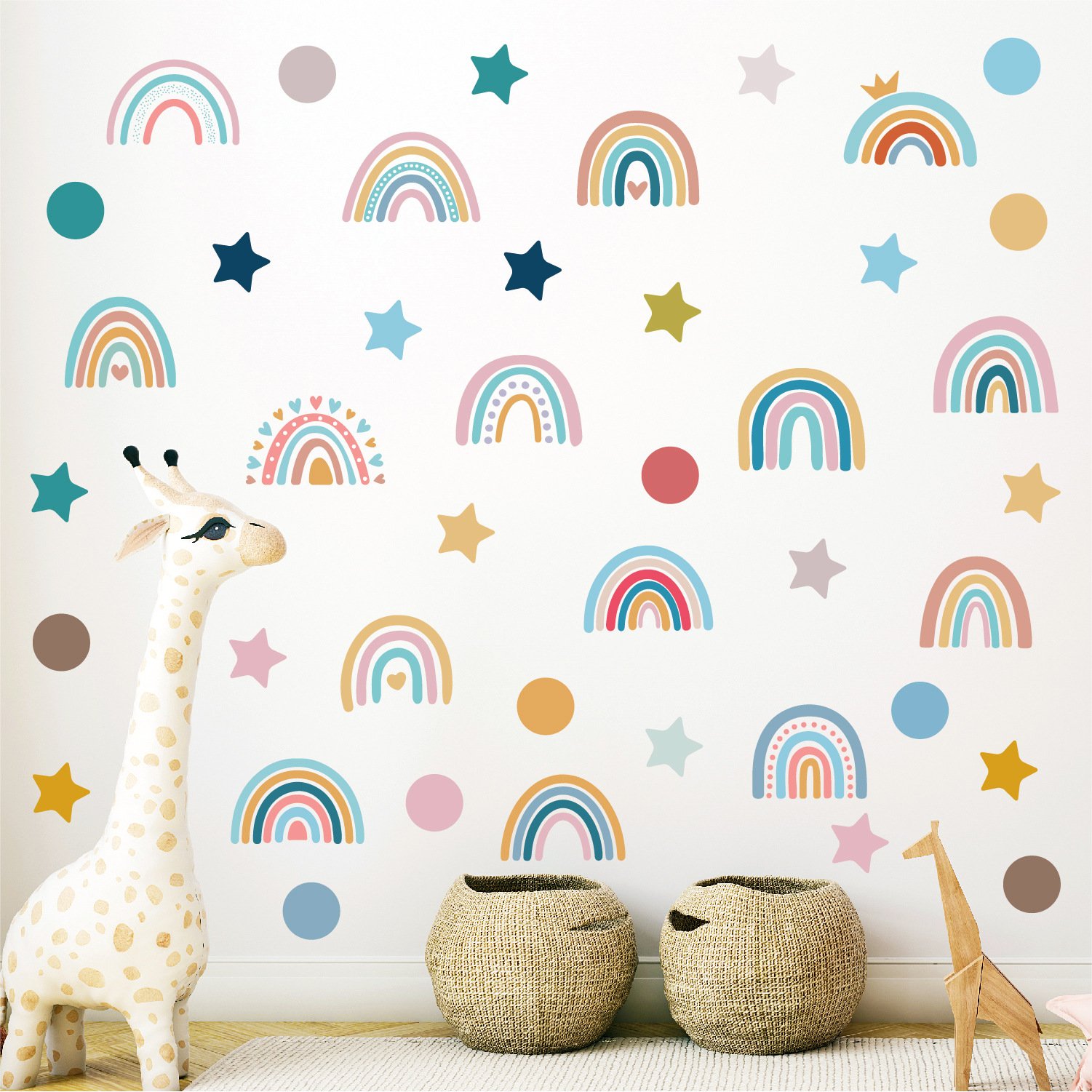 Adsorption rainbow glass window stickers🌈rainbow🌸flowers🐰cute animals🦋butterflies