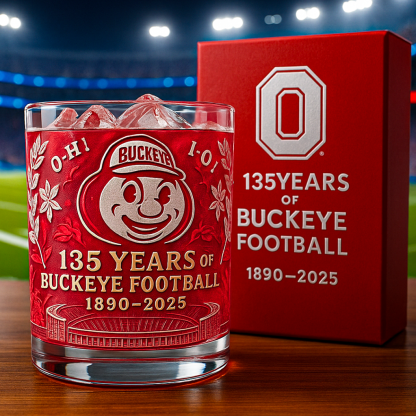 Ohio State Buckeyes 135th Anniversary Whiskey Glass
