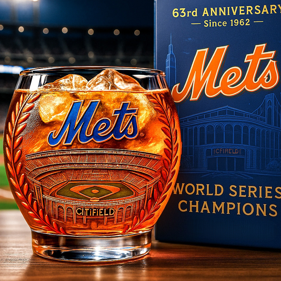 New York Mets 63rd Anniversary Whiskey Glass