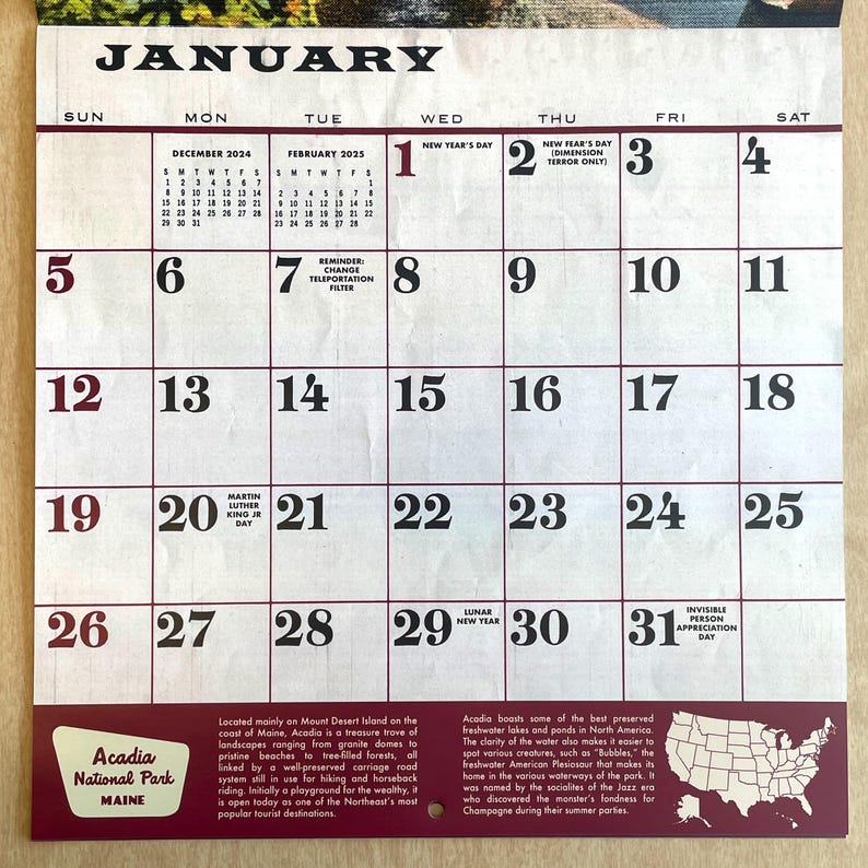 [Copy]📅2025 National Park Monsters Calendar