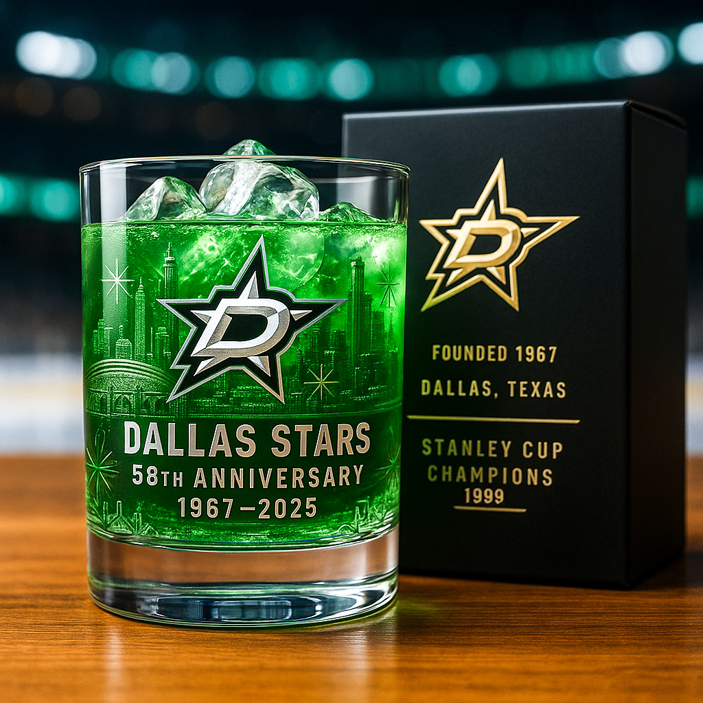 🏒 NHL Team🔥Dallas Stars 58th Anniversary whiskey Glass