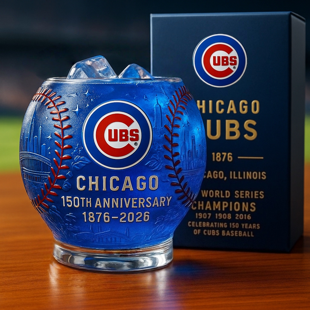 ⚾ MLB Team🔥Chicago Cubs 150th Anniversary Whiskey Glass