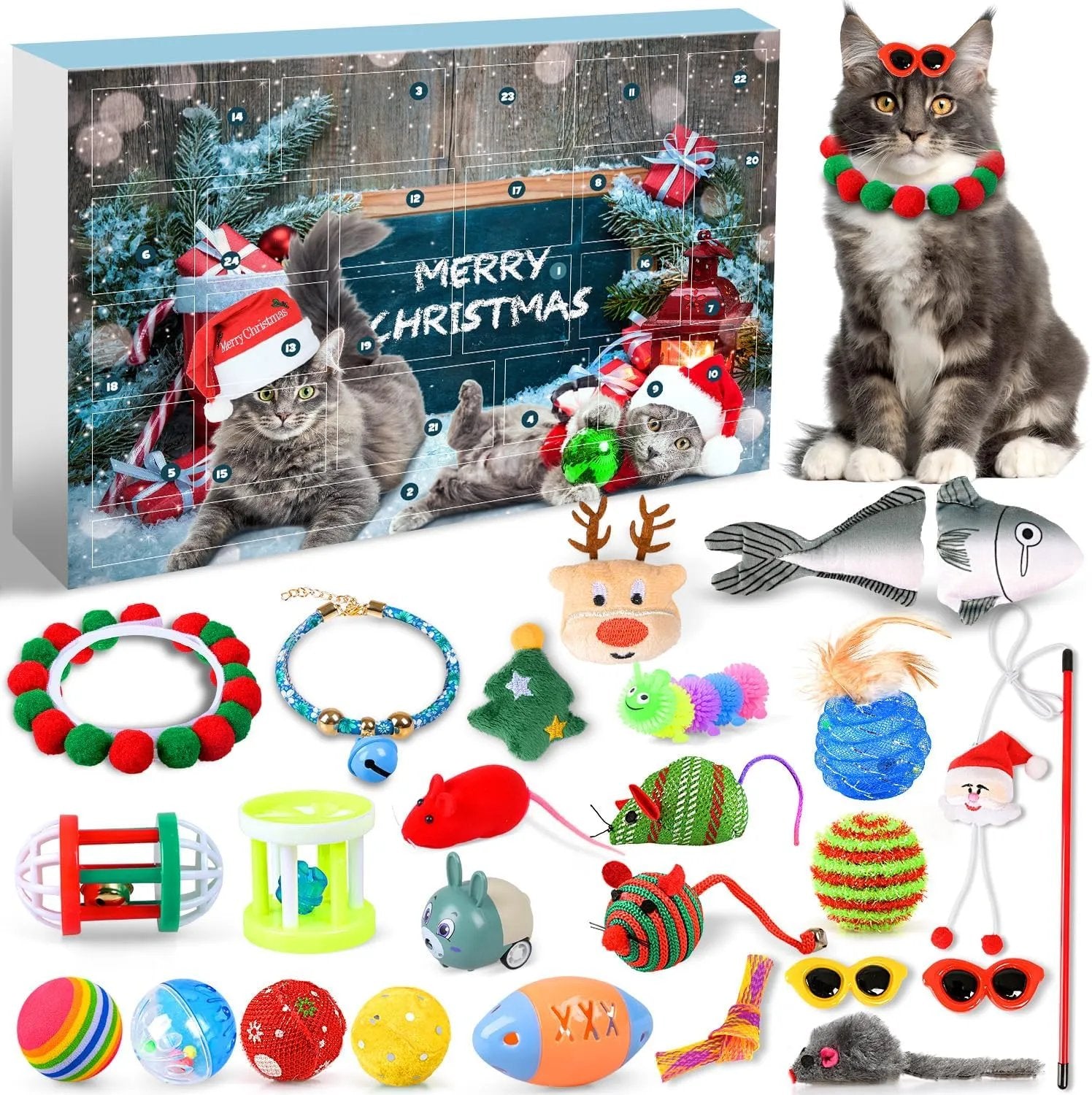 🎄Last 48 hours 70% OFF🎁2024 Christmas Countdown Cat&Dog Toys Advent Calendar🐾🥳3
