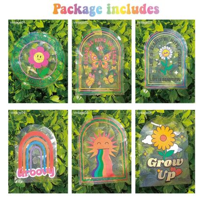 Adsorption rainbow glass window stickers🌈rainbow🌸flowers🐰cute animals🦋butterflies