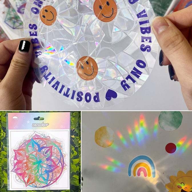 Adsorption rainbow glass window stickers🌈rainbow🌸flowers🐰cute animals🦋butterflies