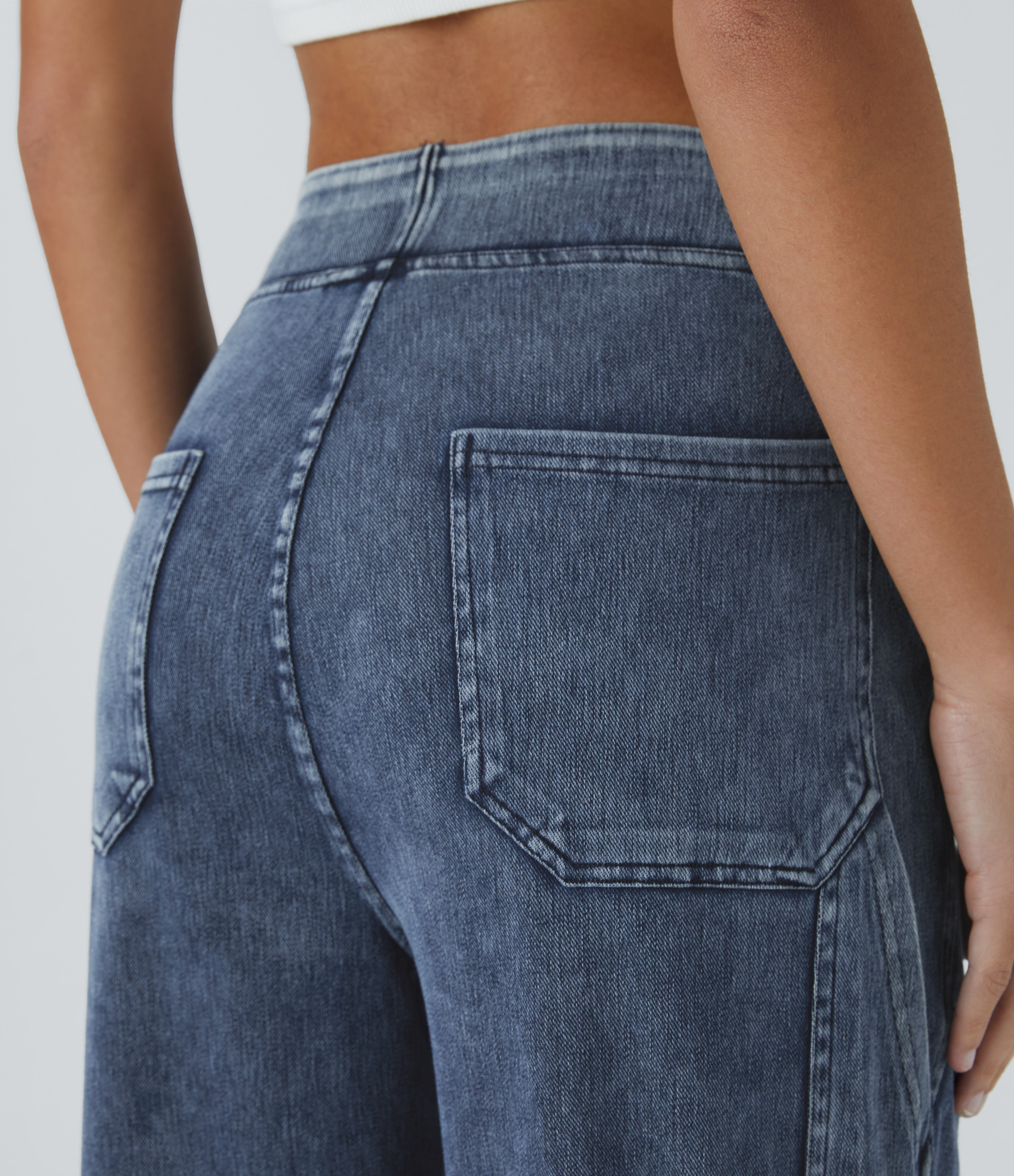 Mid Rise Pockets Straight Leg Casual Cargo Jeans