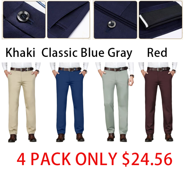 Men's High Elastic Business Casual Pants