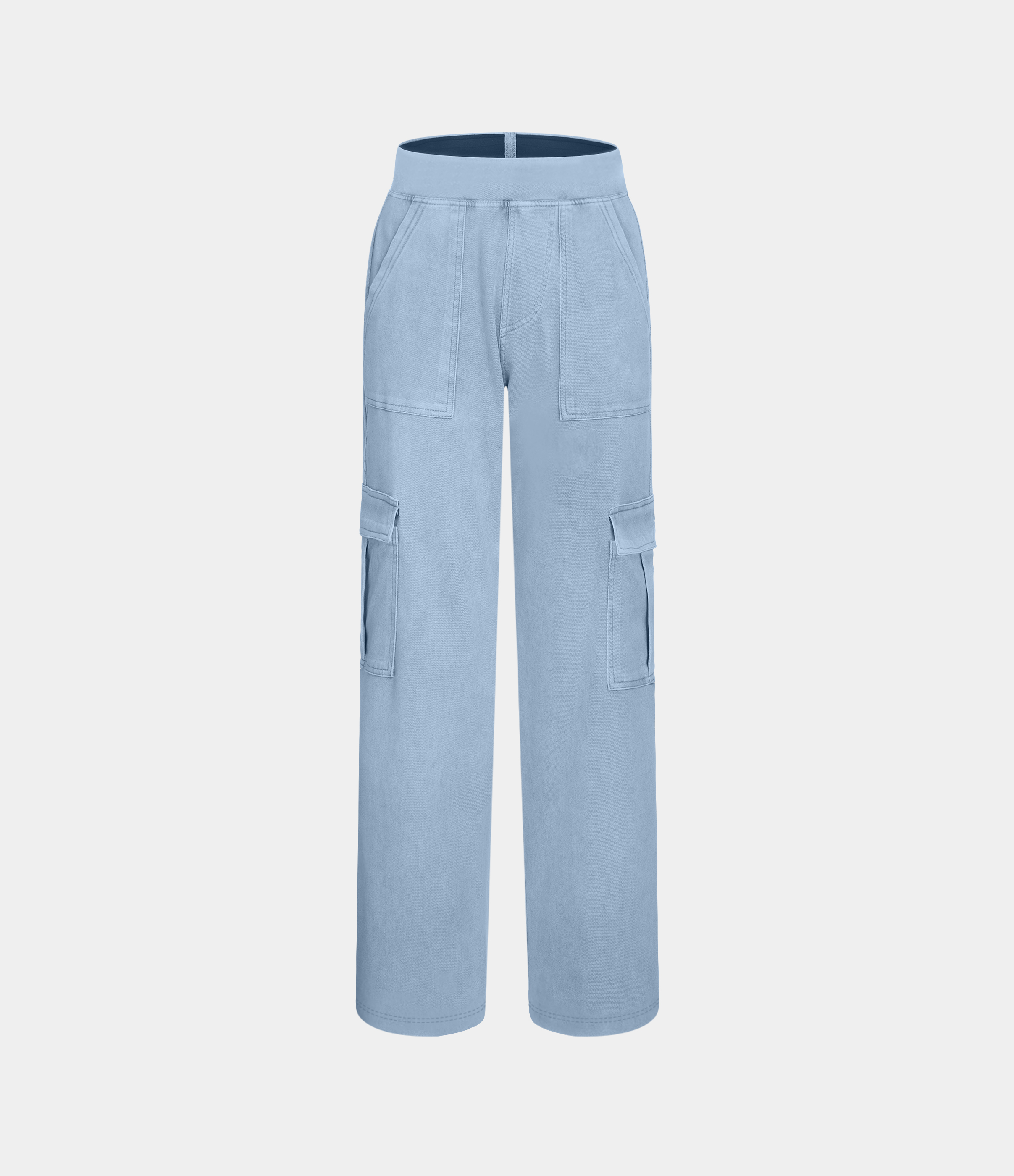 Mid Rise Pockets Straight Leg Casual Cargo Jeans