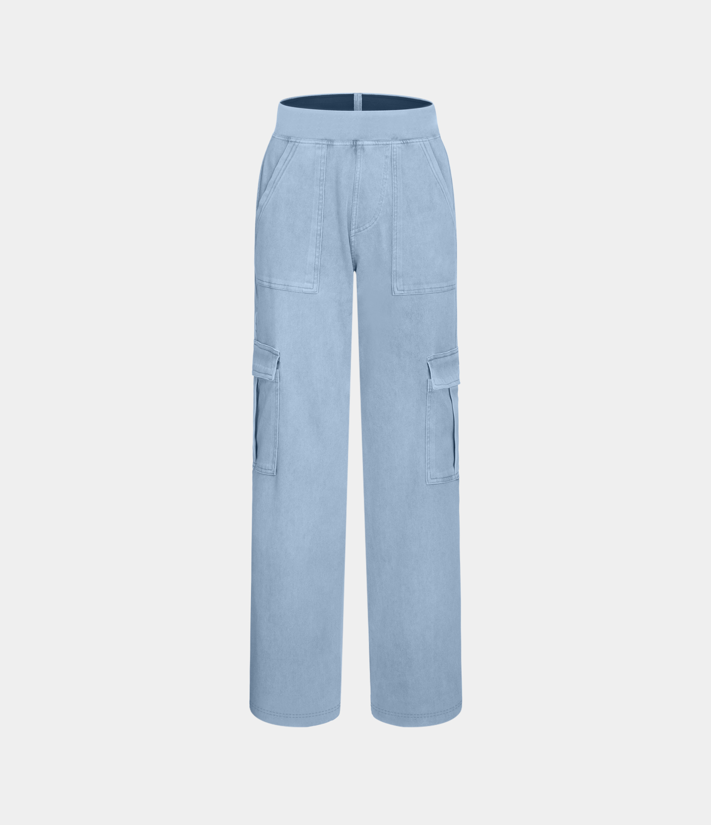 Mid Rise Pockets Straight Leg Casual Cargo Jeans