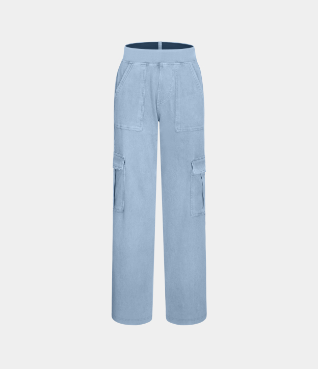 Mid Rise Pockets Straight Leg Casual Cargo Jeans