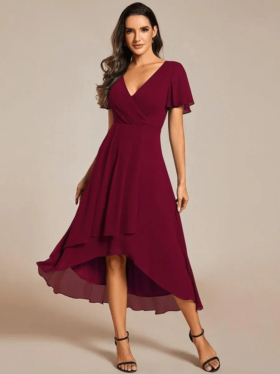 Last Day 89% OFF 🔥 Ruffles Sleeve Pleated V-Neck A-Line Midi Dress (buy two free shipping!!!)