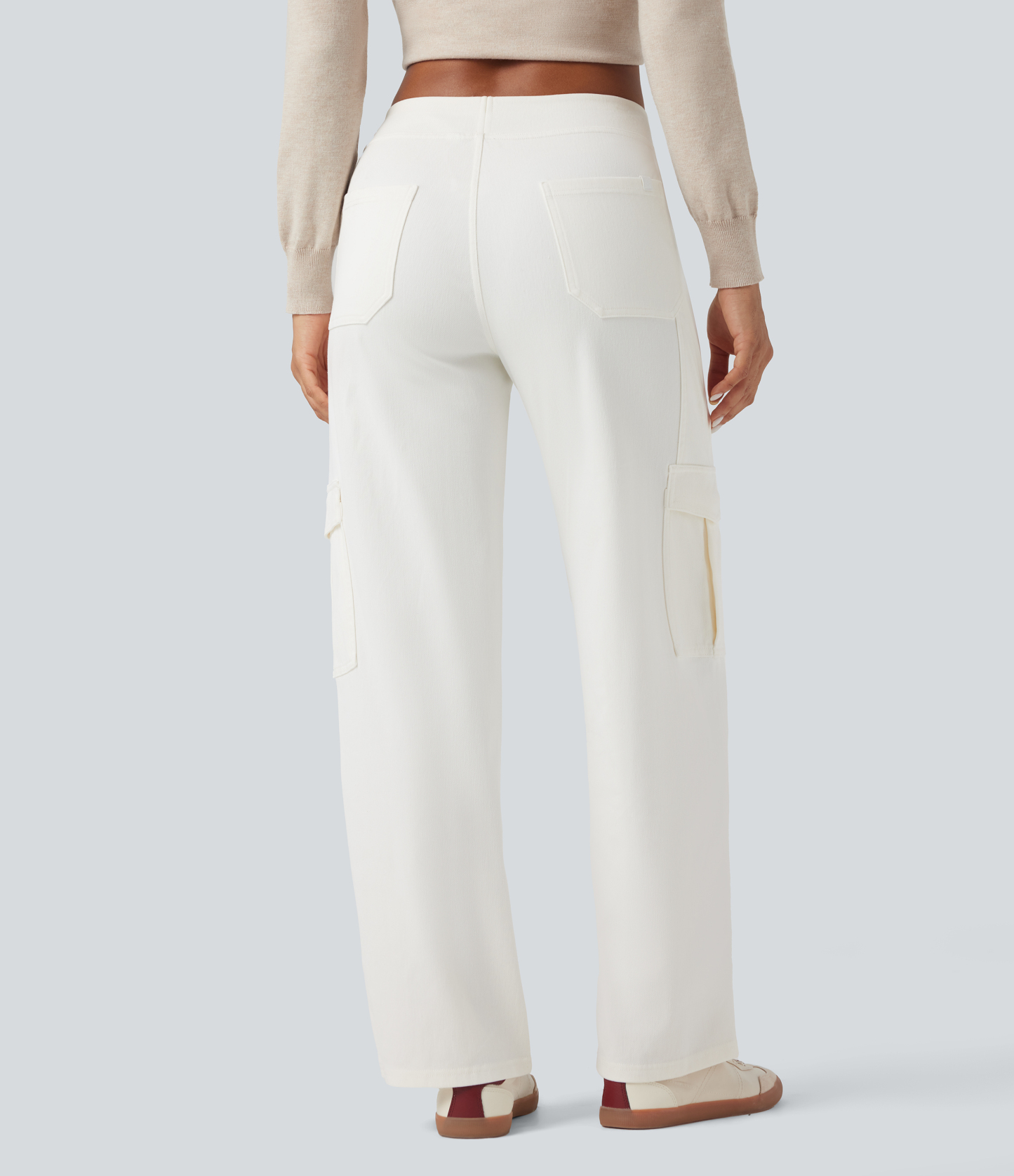 Mid Rise Pockets Straight Leg Casual Cargo Jeans