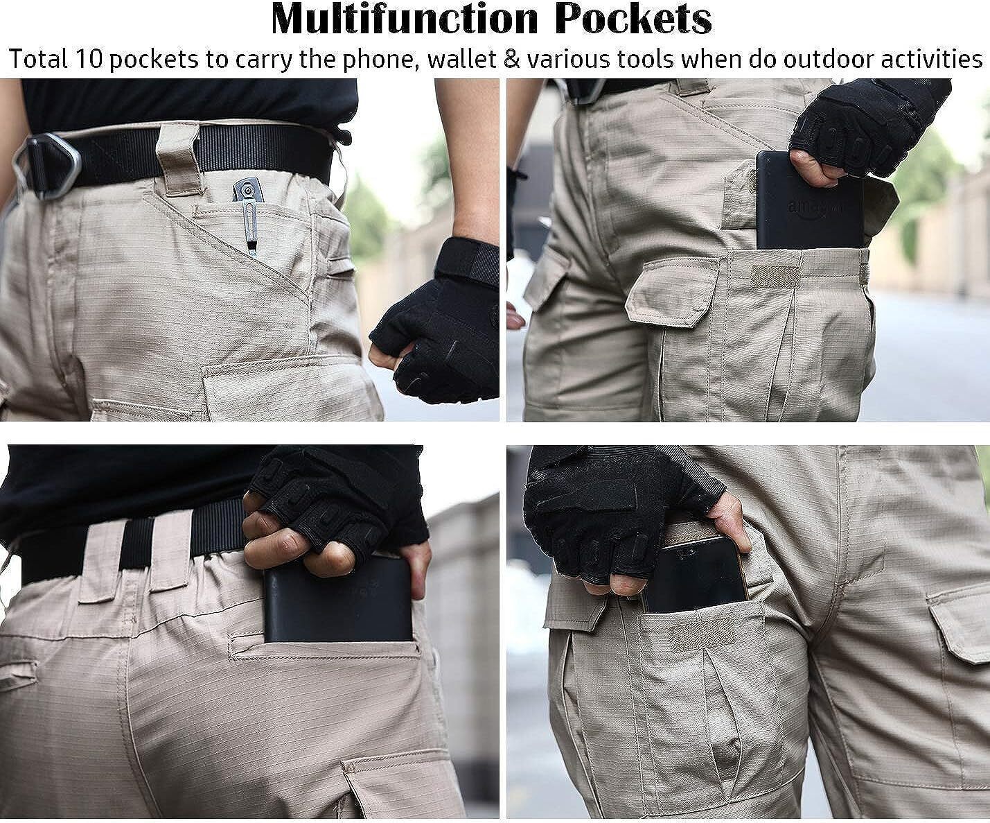 (7 Pants)  Men's Outdoor Tactical Pants Rip Stop Lightweight Waterproof Military Combat