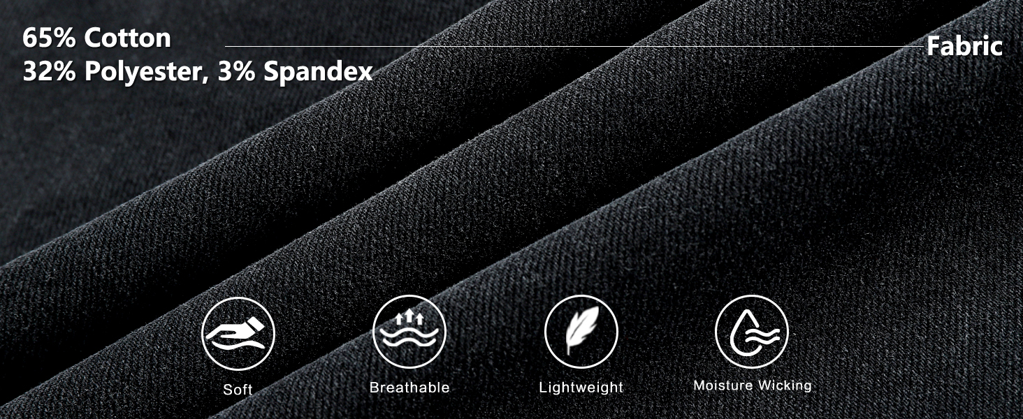 Buttery-soft, stretchy cotton-blend fabric with breathable, moisture-wicking vibes.