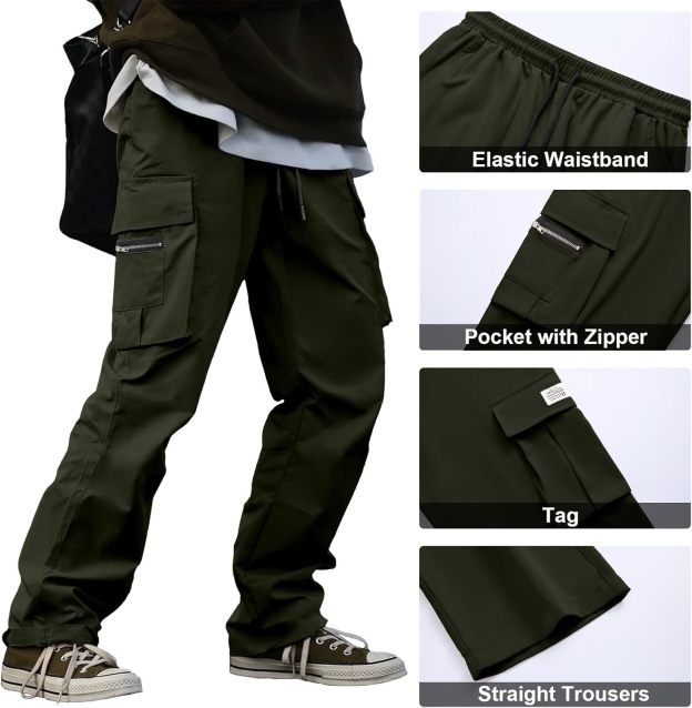 🔥6-PACKS $24.89 Men's Plus Size Casual Solid Color Drawstring Overalls