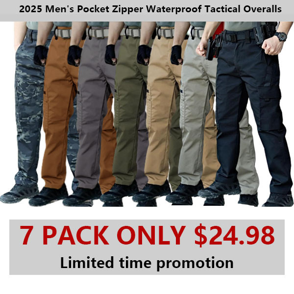 🔥2025 Men's Durable Solid and Printed Pocket Zipper Waterproof Tactic