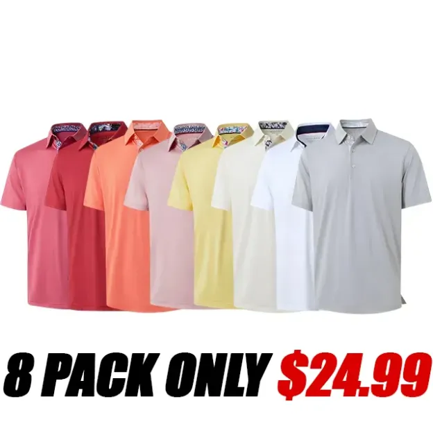🔥Everyday Classic Solid Polo🔥8-Pack - All Colors Included, Only $25