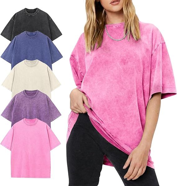 Women's Oversized Vintage Acid-Wash Cotton Tee