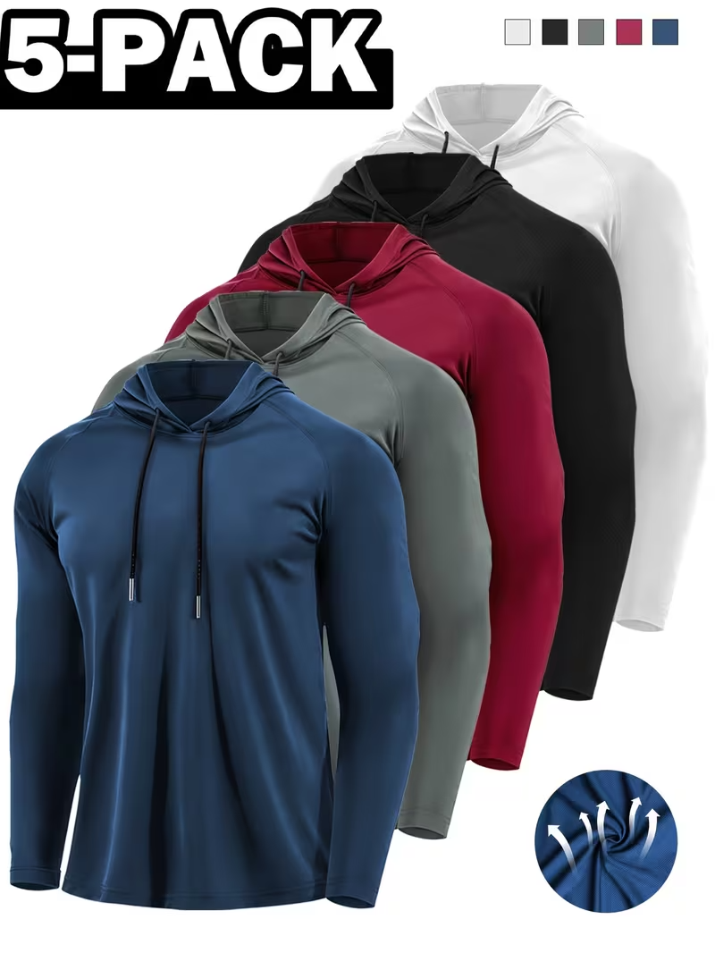 9pcs Set Men's Masked Hooded Compression Tops