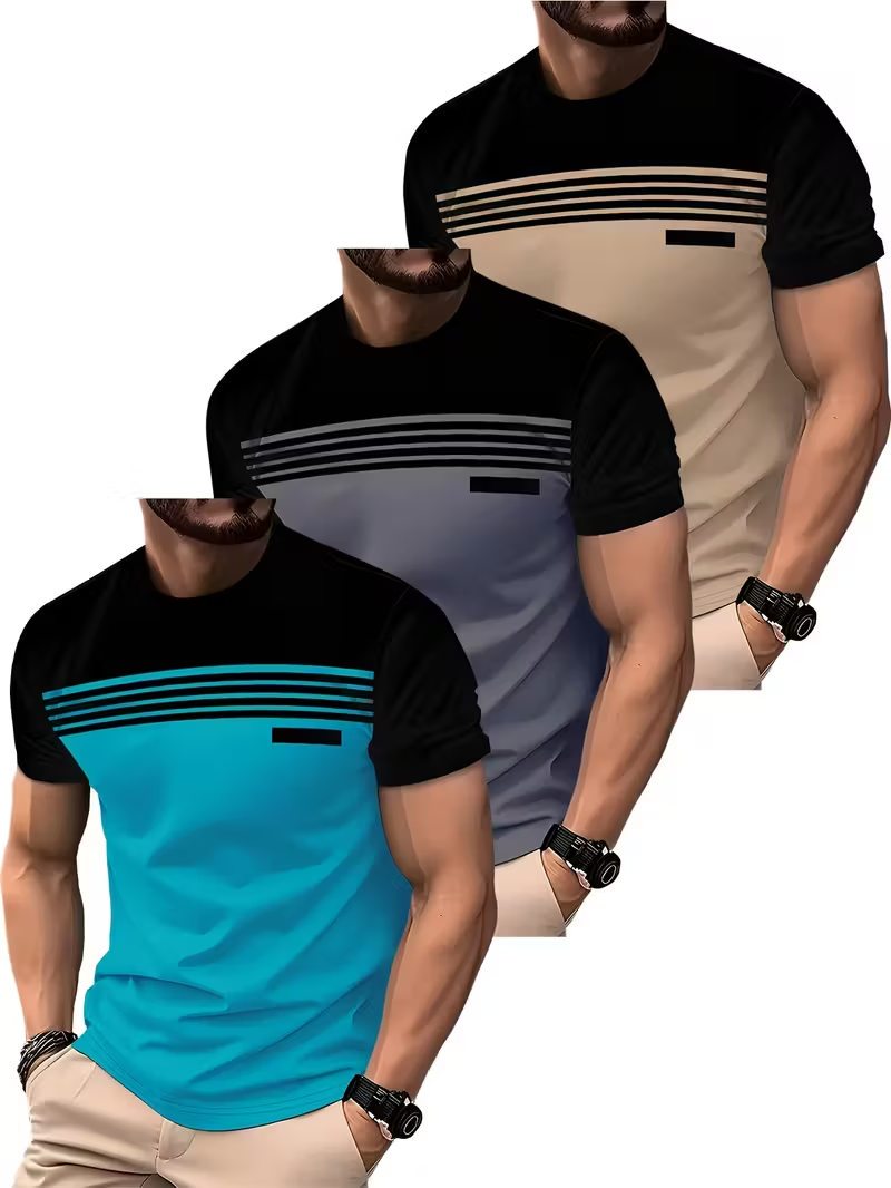 Men's Striped Short-Sleeve T-Shirt (3-Pack)