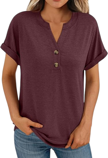 Women’s Casual V-Neck Henley Top