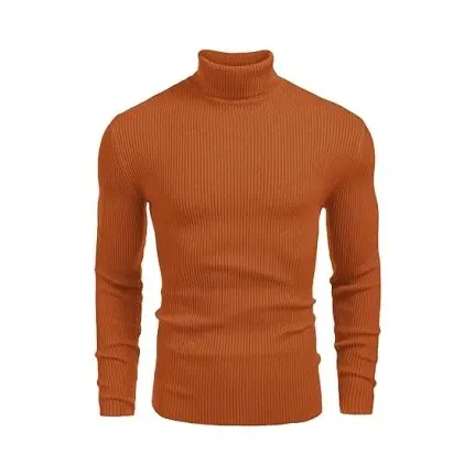 Fall/Winter Men’s Ribbed High-Neck Sweater – Slim Fit, Soft Knit, Warm Casual Pullover