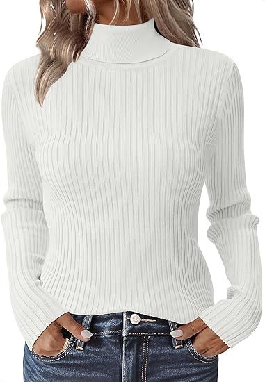Women's elegant thick warm turtleneck long-sleeved sweater - Soft Pink - Regular Fit H-Line Silhouette