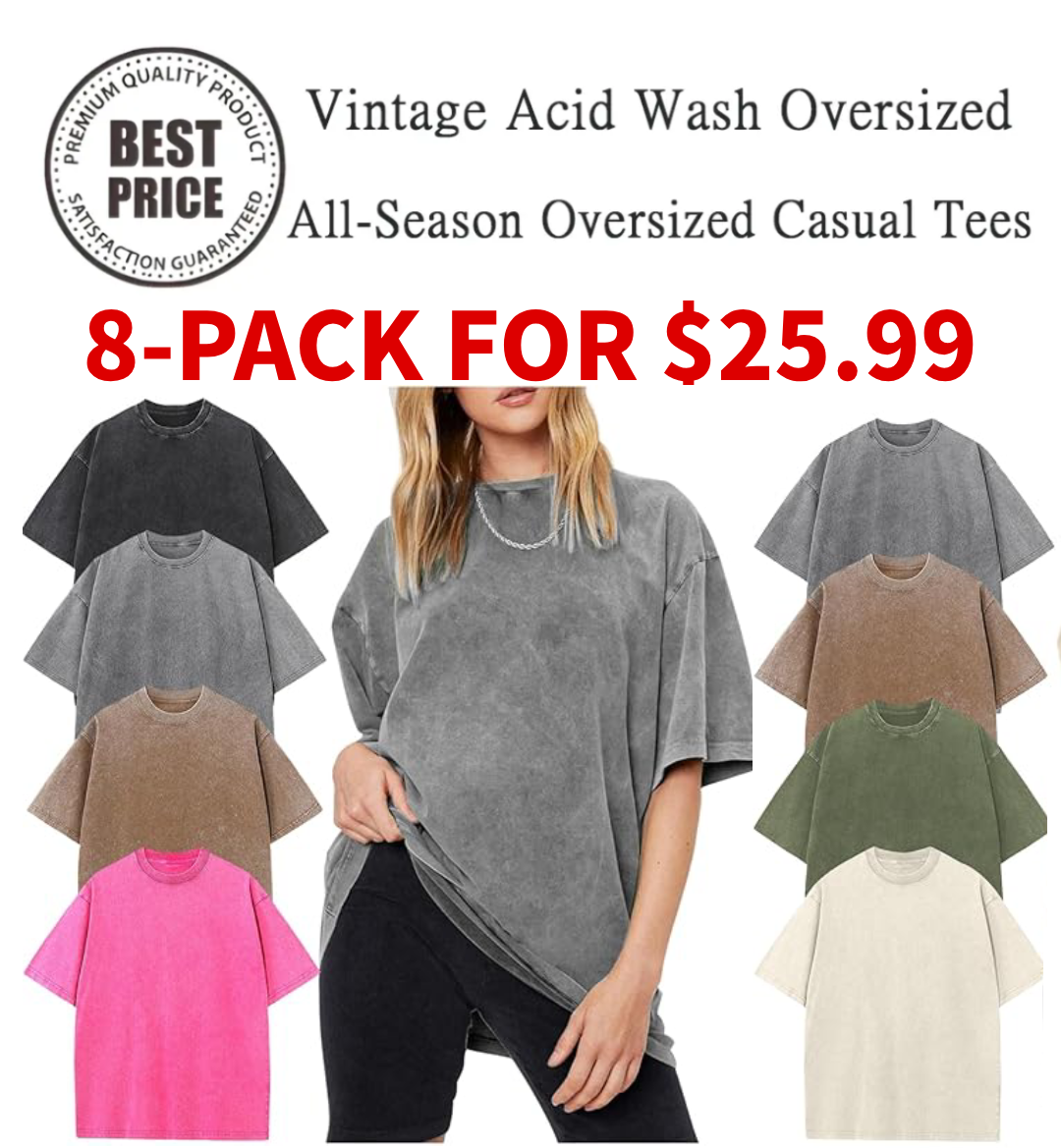 Women's Oversized Vintage Acid-Wash Cotton Tee