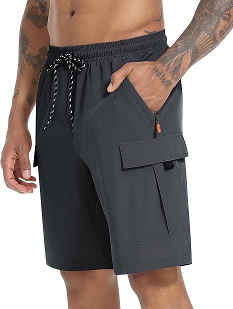 Men's Casual Stretch Cargo Shorts Quick Dry Lightweight Stretch Hiking Shorts for Men with 5 Pockets