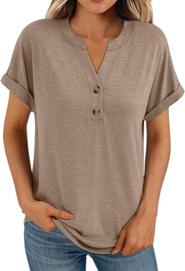 Women’s Casual V-Neck Henley Top