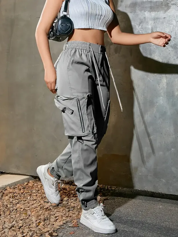Women’s cotton cargo pants with multiple practical pockets.