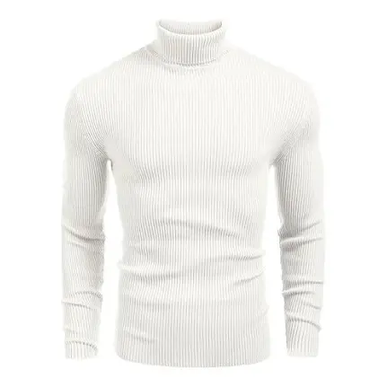 Fall/Winter Men’s Ribbed High-Neck Sweater – Slim Fit, Soft Knit, Warm Casual Pullover