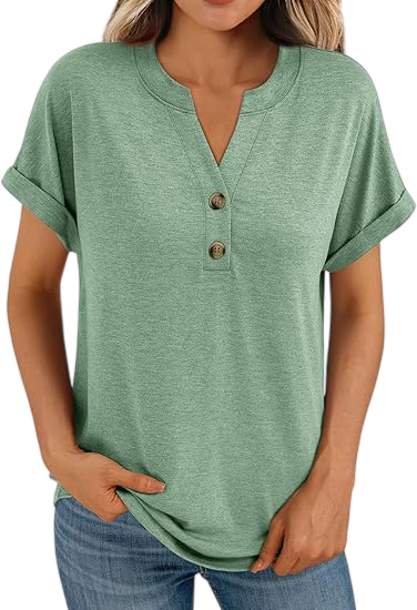 Women’s Casual V-Neck Henley Top