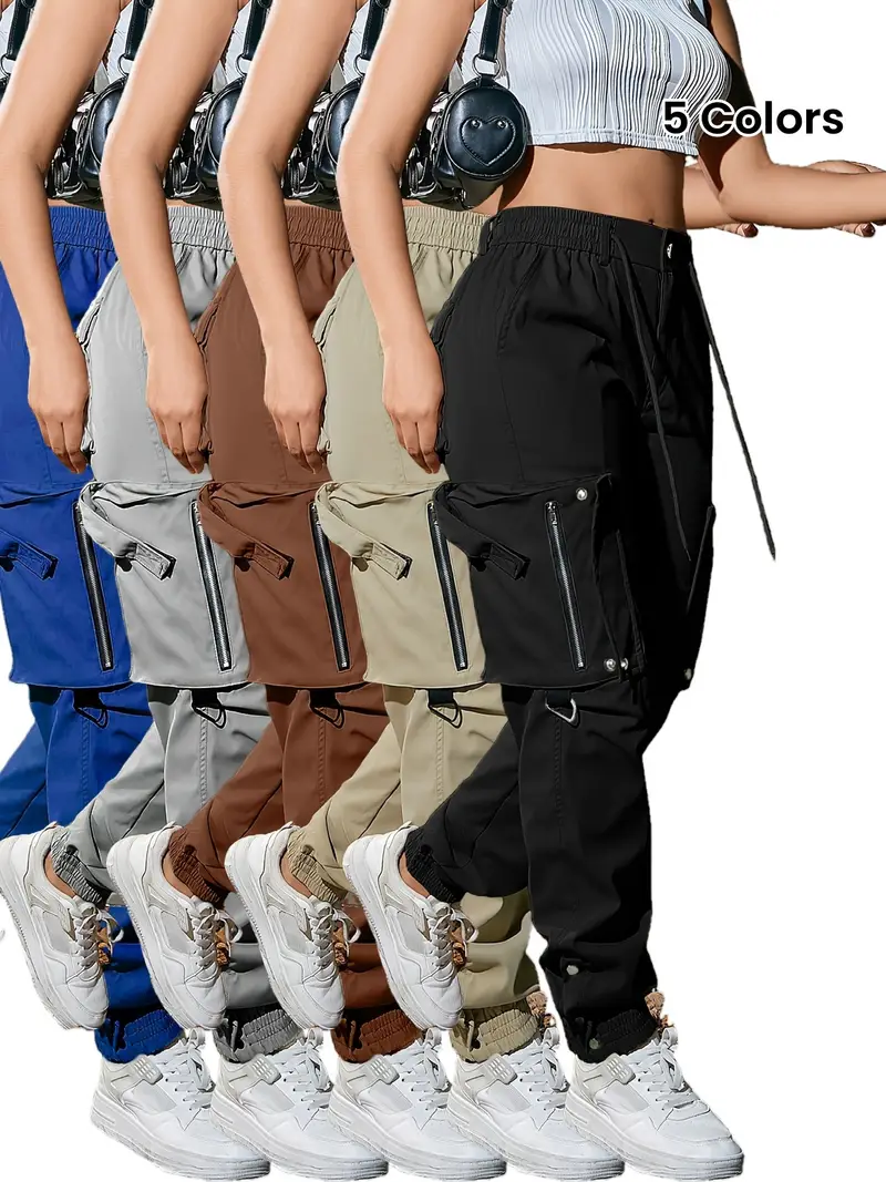 Women’s cotton cargo pants with multiple practical pockets.