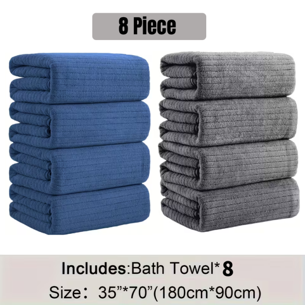 [8 Pack XL Bath Towels]35"x70" Extra Large Towel Microfiber Absorbent XL Bath Sheet Super Soft Bathroom Towels Set