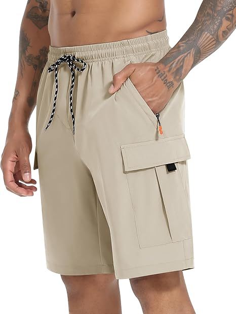 Men's Casual Stretch Cargo Shorts Quick Dry Lightweight Stretch Hiking Shorts for Men with 5 Pockets
