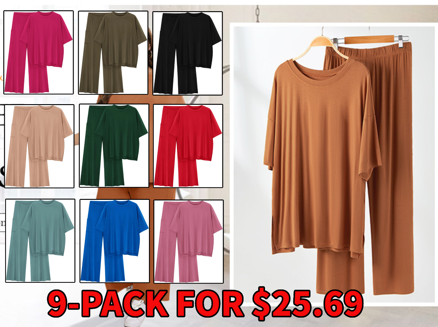 🔥 Flash Sale | Women's Comfy & Loose Two-Piece Set (Short-Sleeve Top + Pants)