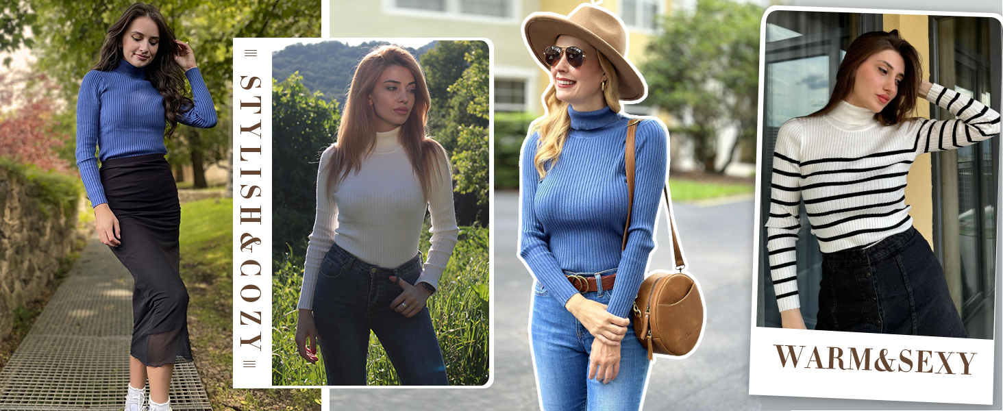 Zeagoo Women's Sweater Turtleneck Long Sleeve Ribbed Base Layer Fitted shirts