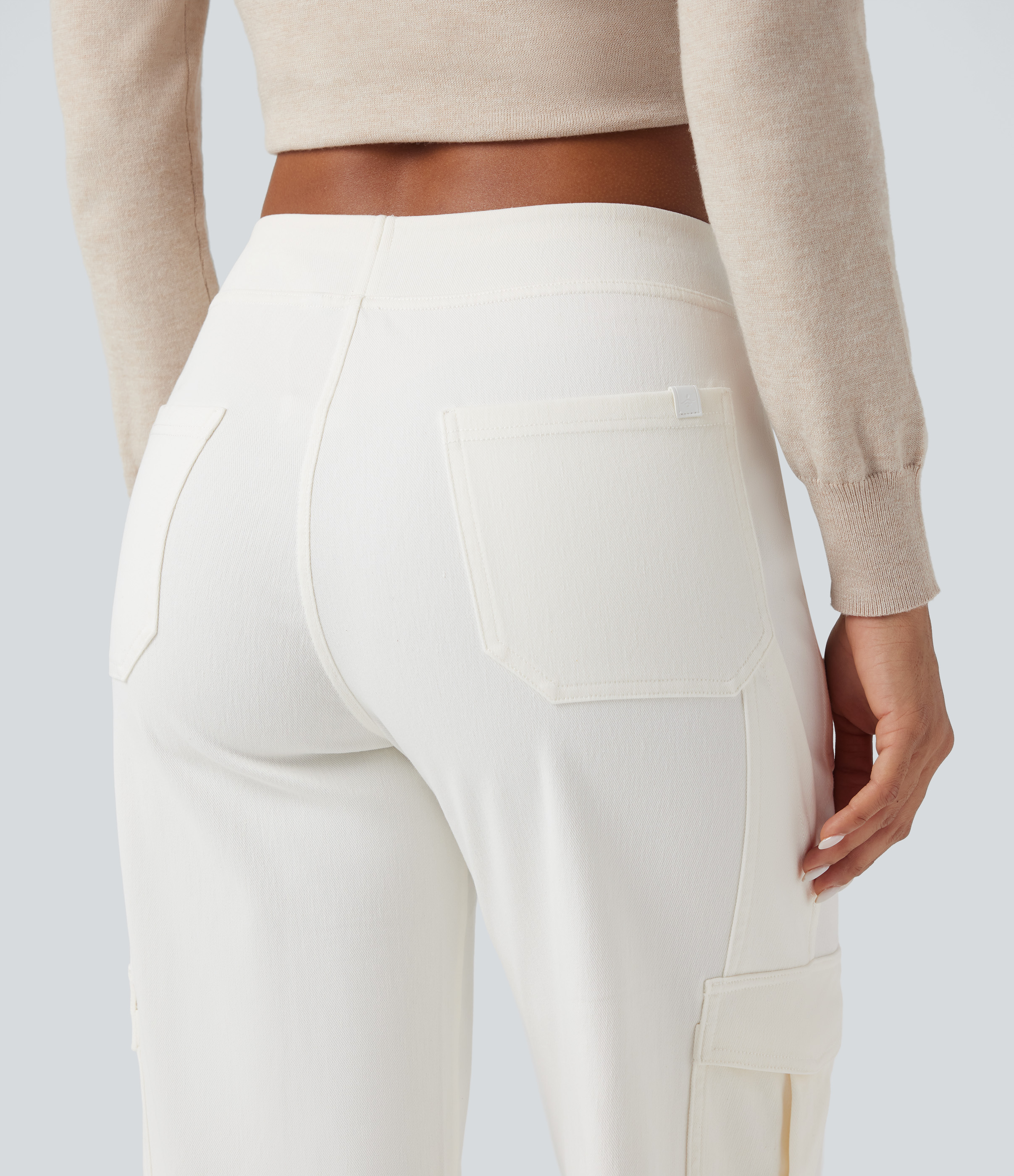 Mid Rise Pockets Straight Leg Casual Cargo Jeans