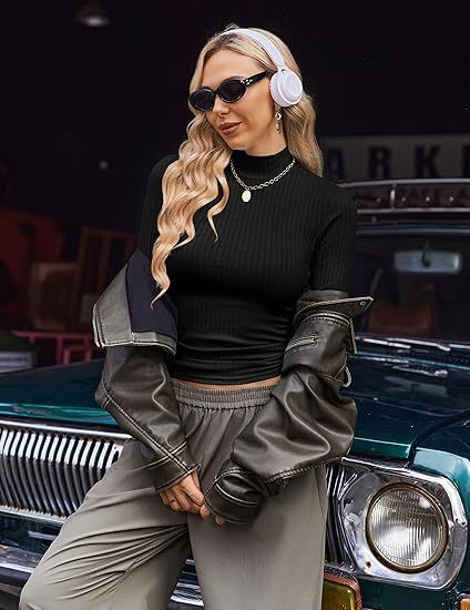 Women's elegant thick warm turtleneck long-sleeved sweater - Soft Pink - Regular Fit H-Line Silhouette