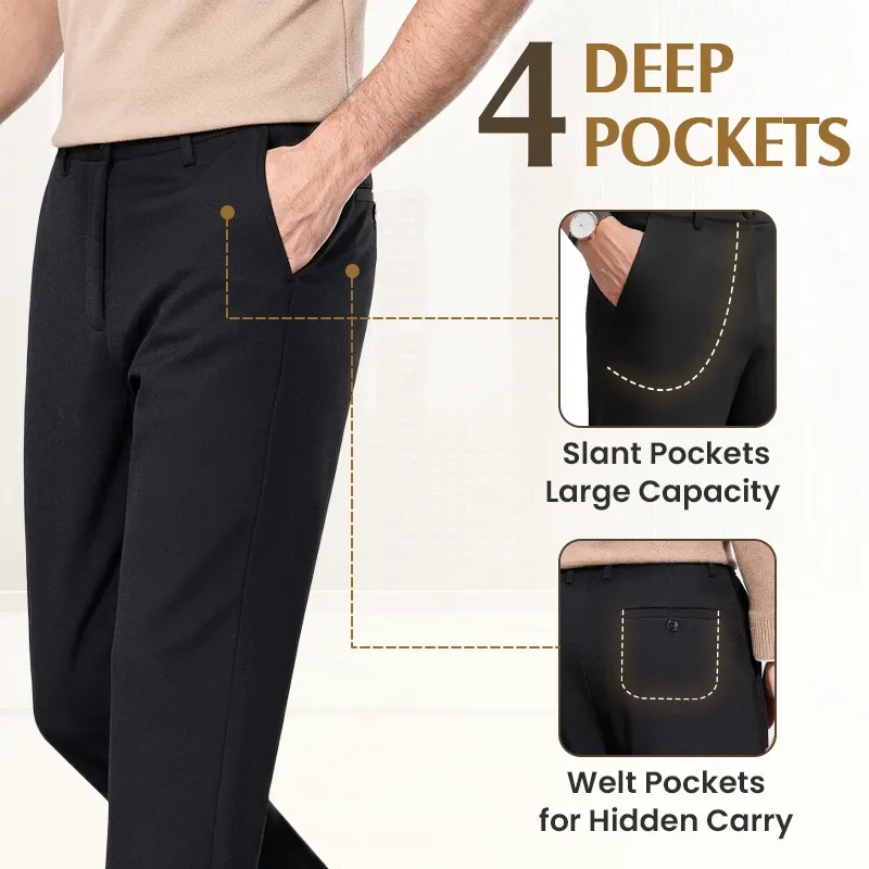 Men's Premium Non-Iron Stretch Classic Casual Trousers