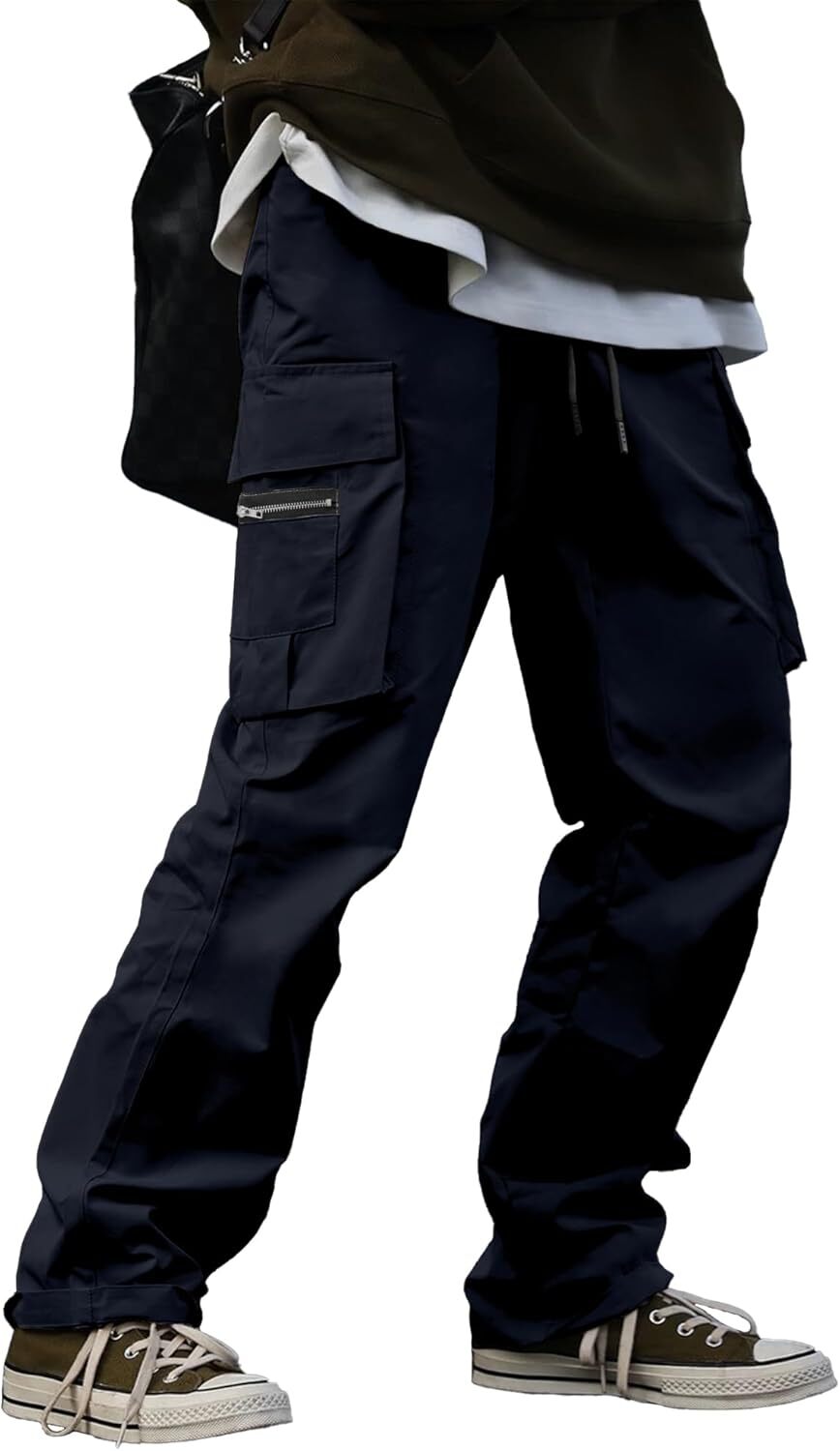 🔥6-PACKS $24.89 Men's Plus Size Casual Solid Color Drawstring Overalls