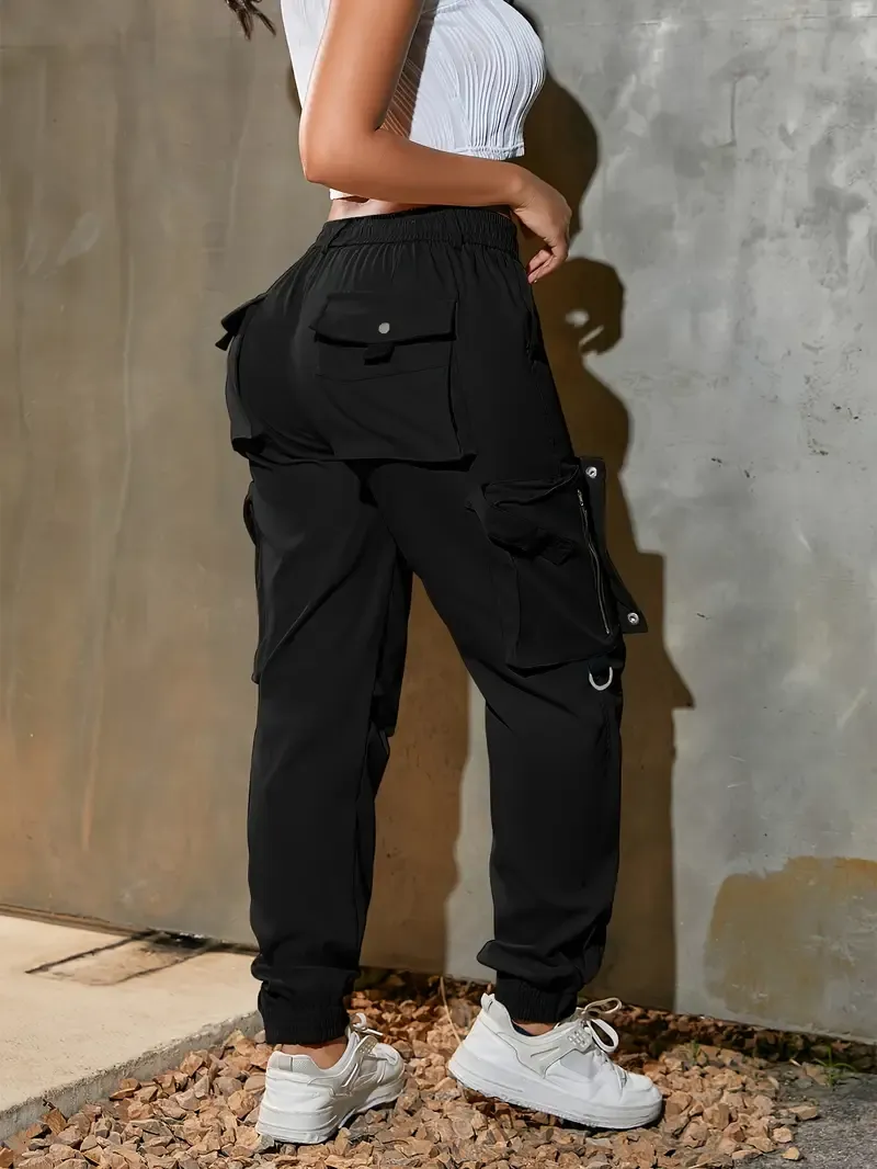 Women’s cotton cargo pants with multiple practical pockets.