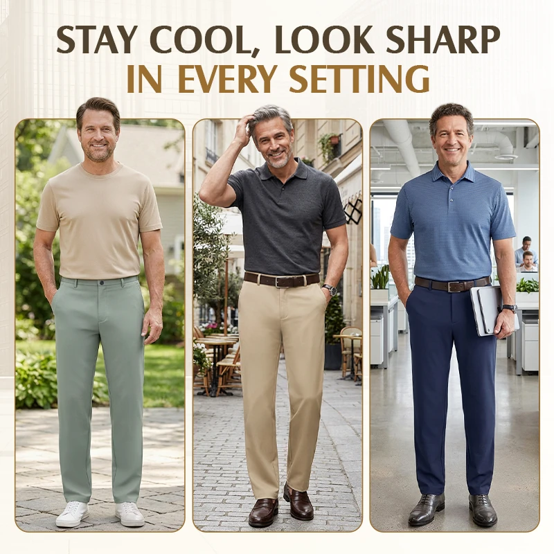 Men's Premium Non-Iron Stretch Classic Casual Trousers