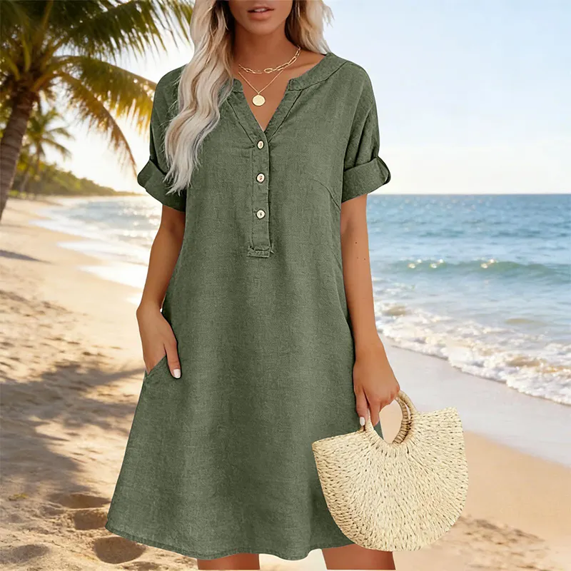 90% OFF NOW! 🏆Women's Casual V-Neck Tunic Dress with Pockets