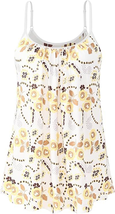 Women's Cool Flowy Bra Cami | with Built-in Cups | Relaxed Fit | Adjustable Spaghetti Strap